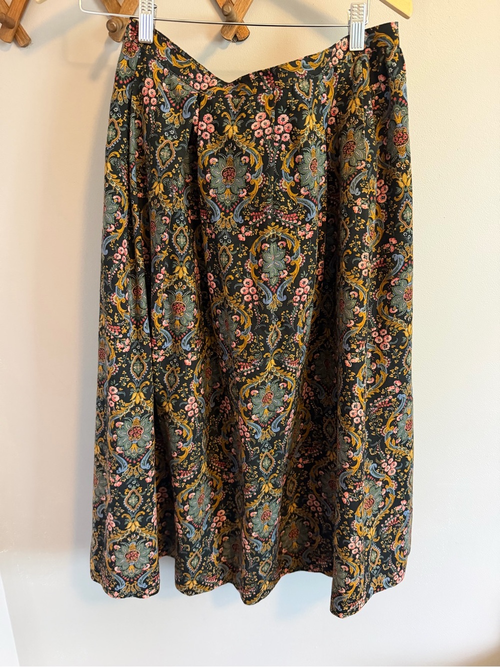 Westchester Sport Vintage Wool Blend Paisley Floral Midi Skirt Pockets Size 12P